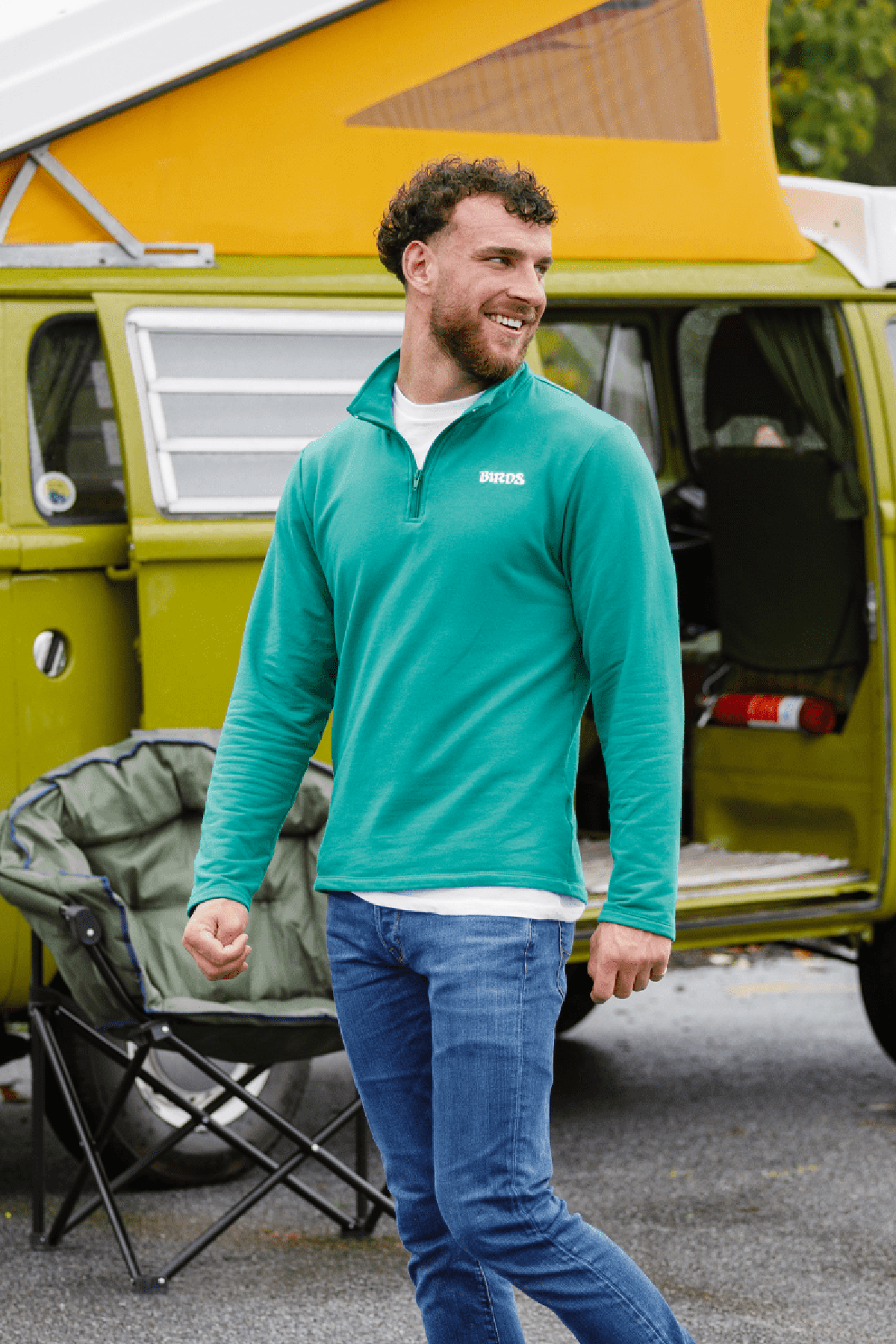 Mens Birds Cotton Fleece Quarter Zip Long Sleeve - Image 2