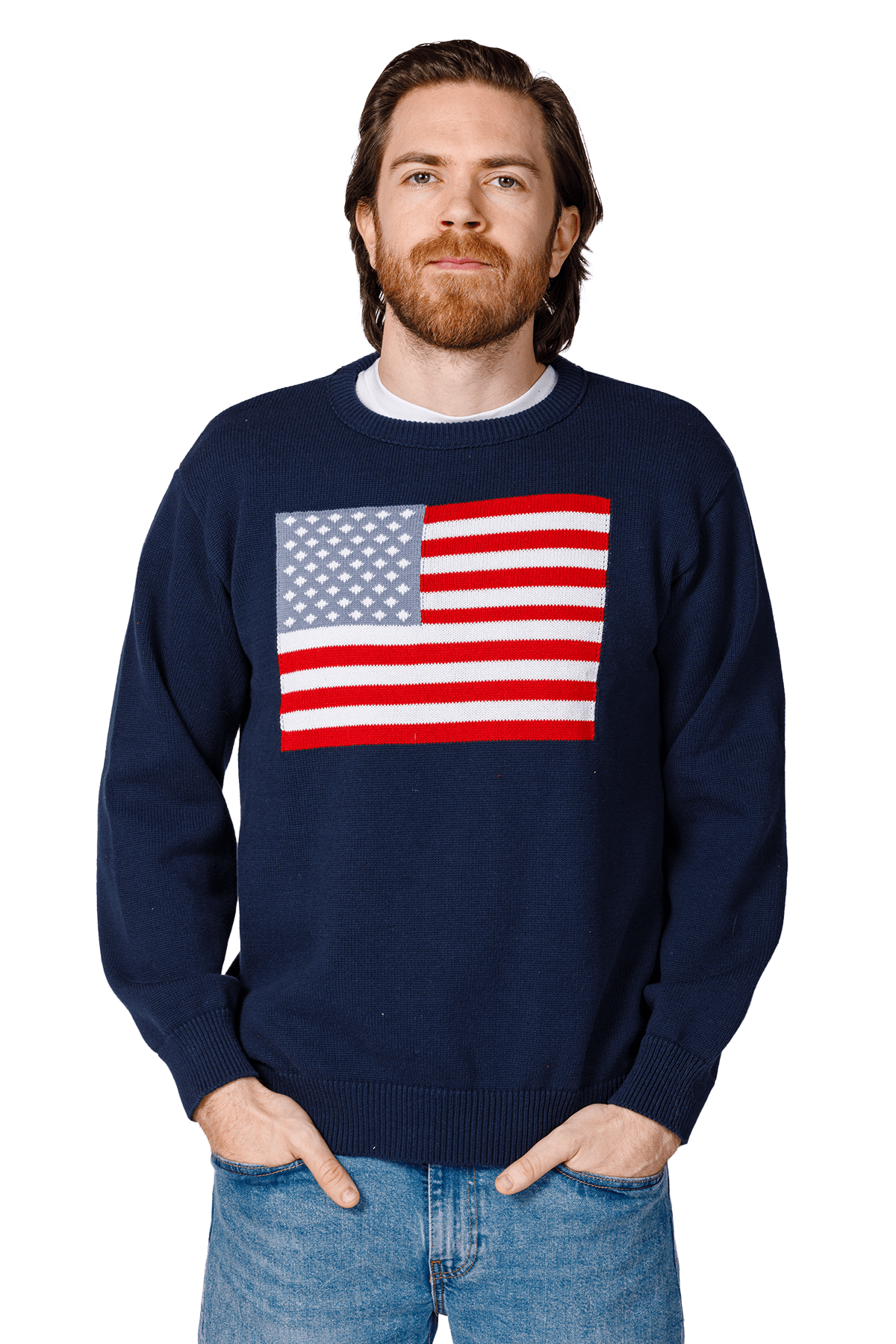 Unisex American Flag Knit Crew - Image 5