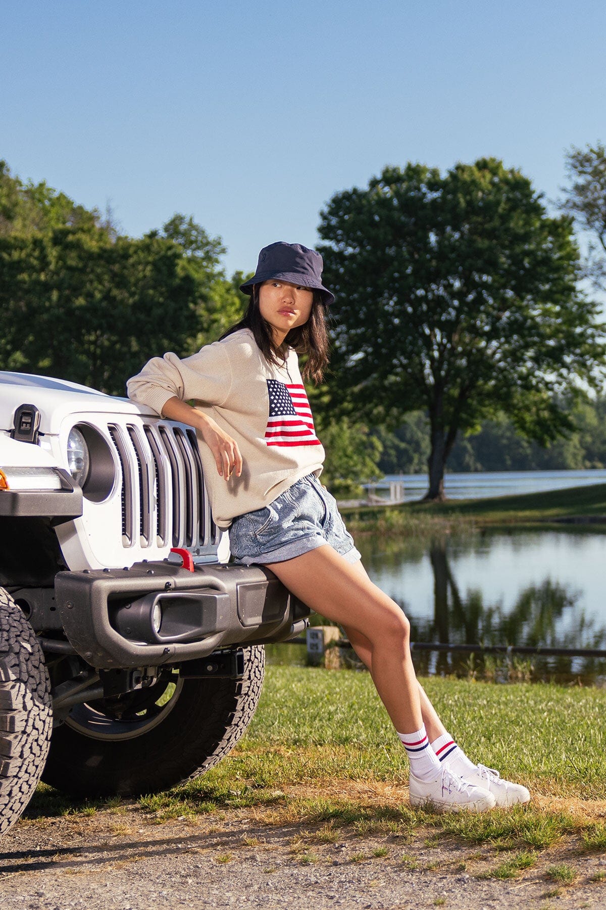 Unisex American Flag Knit Crew - Image 3